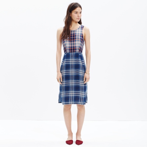 Madewell mixed plaid dress, size 4 - Picture 1 of 5